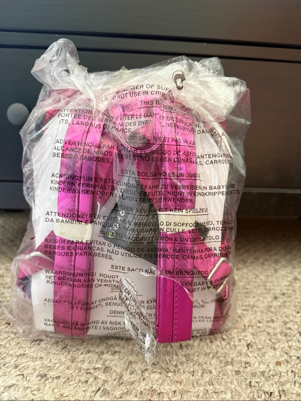 Loungefly Hot Pink Sequin Minnie Ear Mini Backpack with Bow - Picture 2 of 2